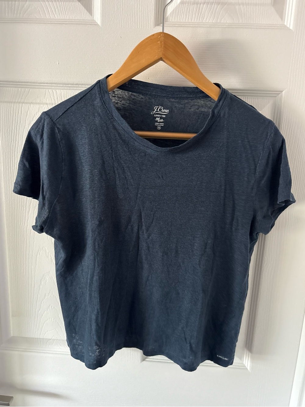 J.Crew Relaxed Linen T-Shirt Crewneck Navy Blue Medium M